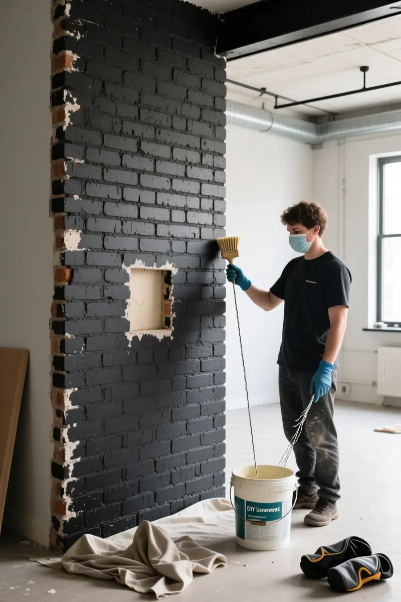 2. Limewashed or Dark-Stained Exposed Brick