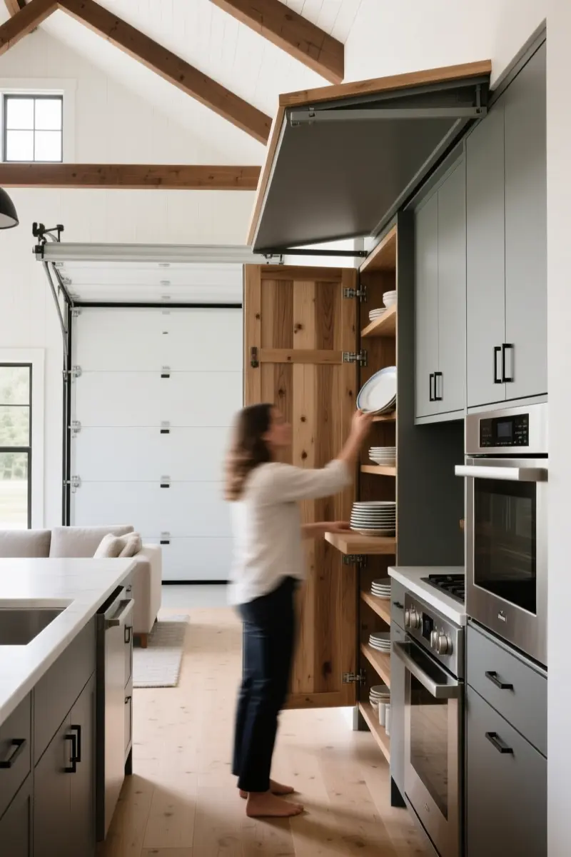 4. Flat-Panel Cabinetry and Concealed Kitchens