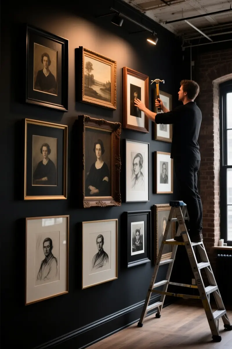 6. A Dramatic, Dark-Framed Statement Gallery Wall