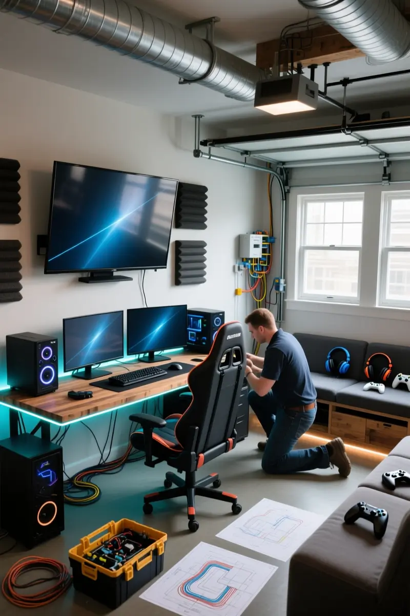 6. High-Tech Multi-Screen Gaming Den