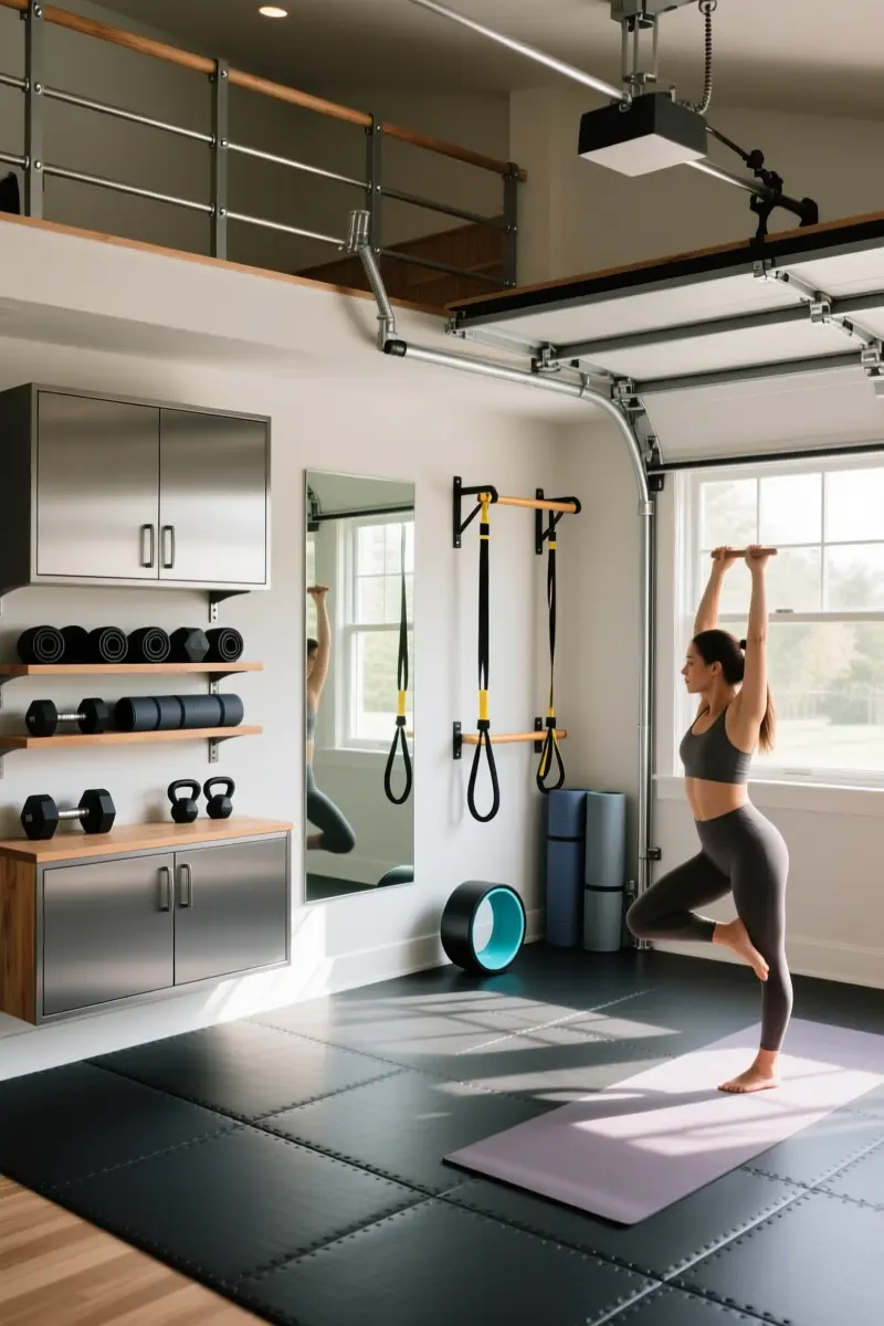 7. Streamlined Home Gym and Yoga Loft
