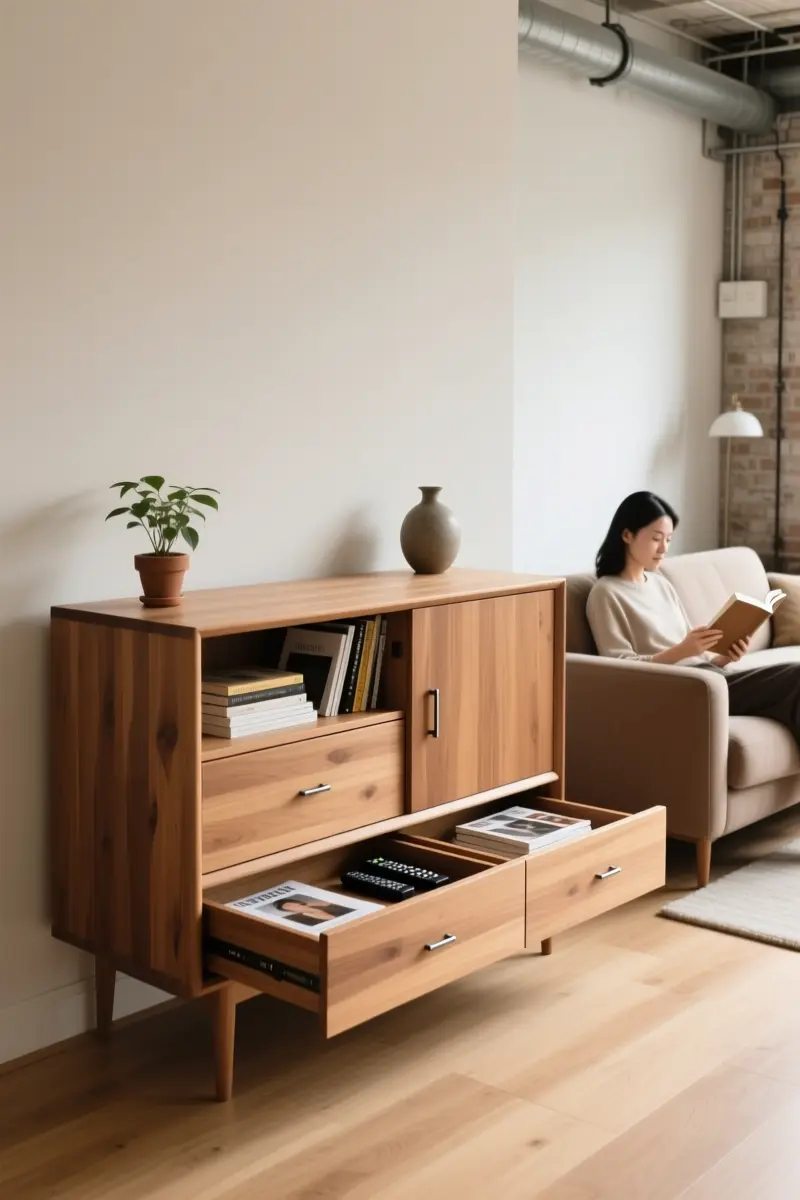 9. Hide Everyday Clutter Inside Minimalist Closed Credenzas