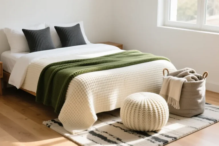 12 Textured Modern Bedroom Ideas With Knits (That Are Actually Practical)