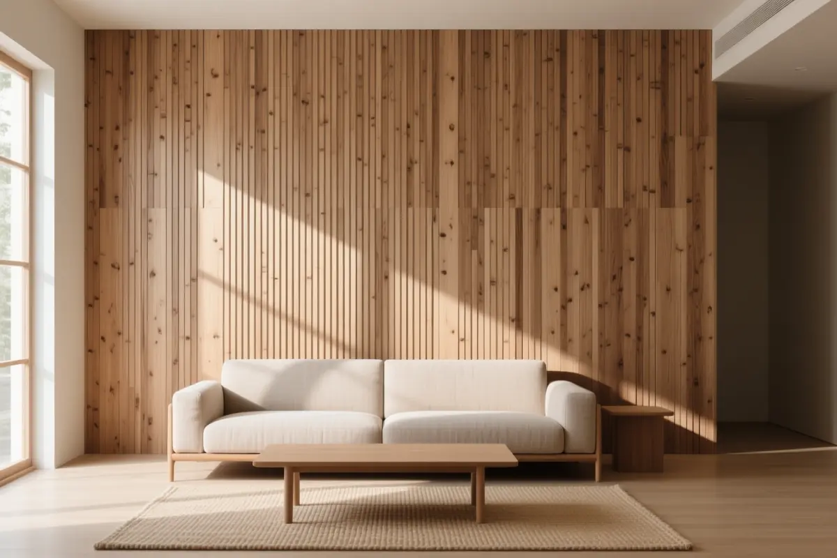4. Vertical Slatted Wood Accent Panels