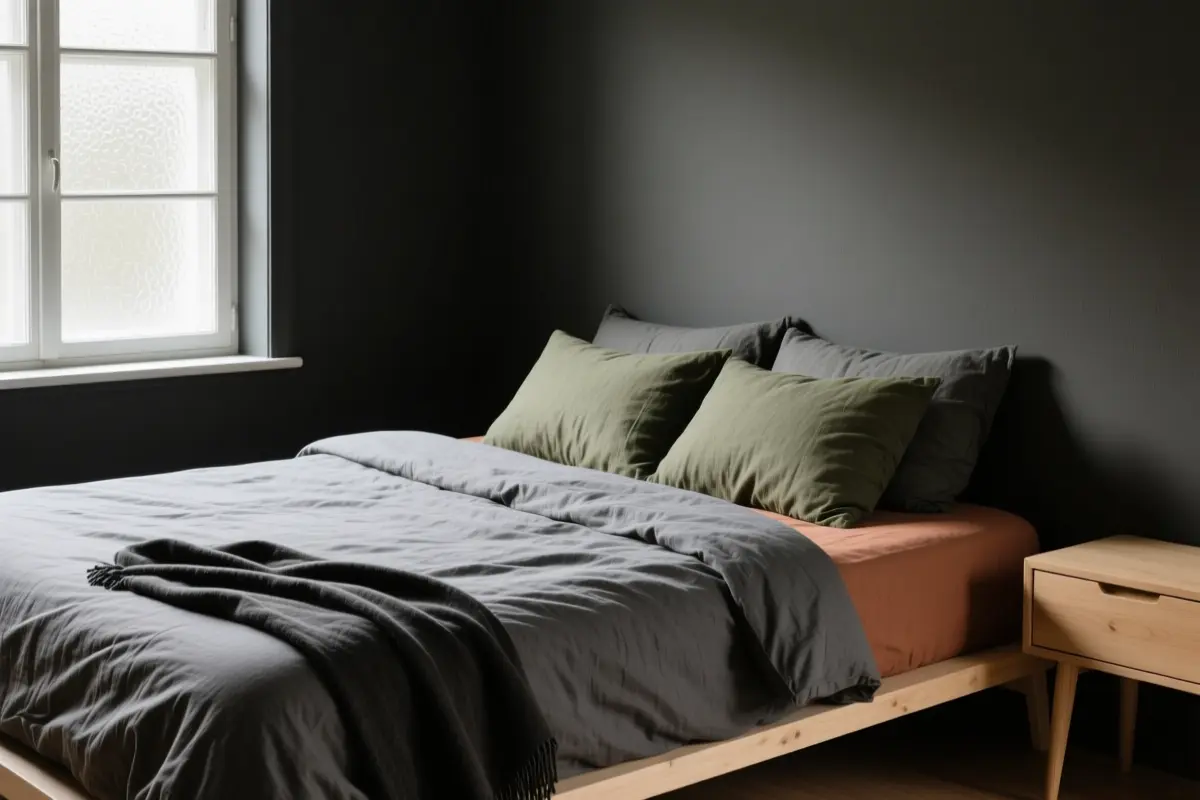 5. Layered Heavy Linen Bedding in Earthy Tones
