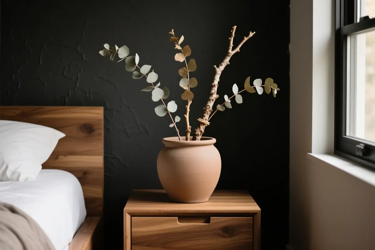 9. Style with Foraged, Oversized Branches in Matte Stoneware