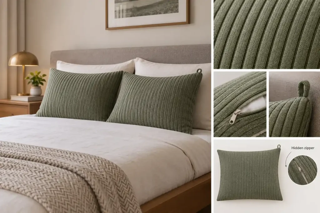 Cozy Ribbed Pillow Cover Collage