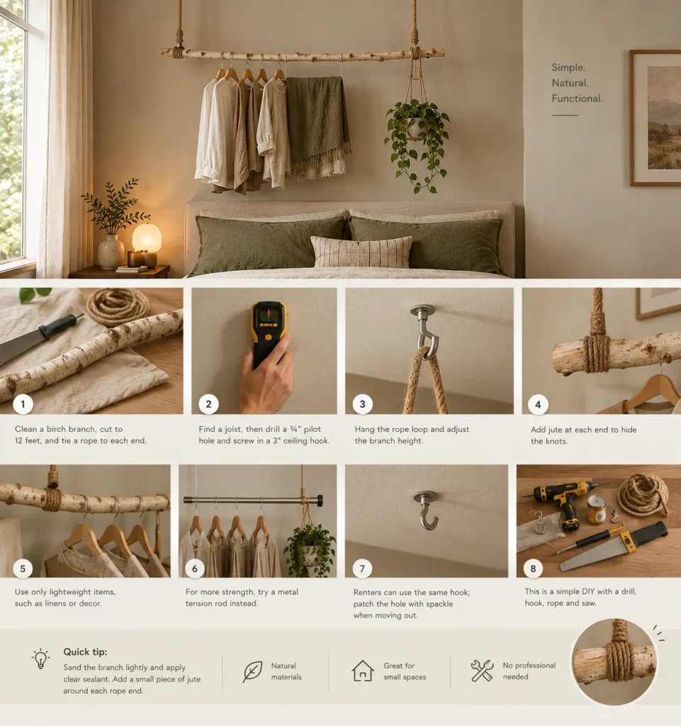 DIY Birch Branch Hanging Rack Guide