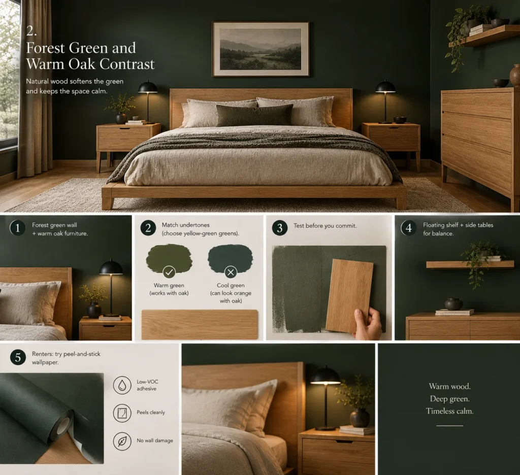 Forest Green and Warm Oak Bedroom Guide