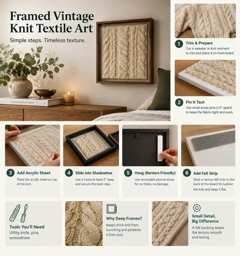 Framed Vintage Knit Textile Tutorial