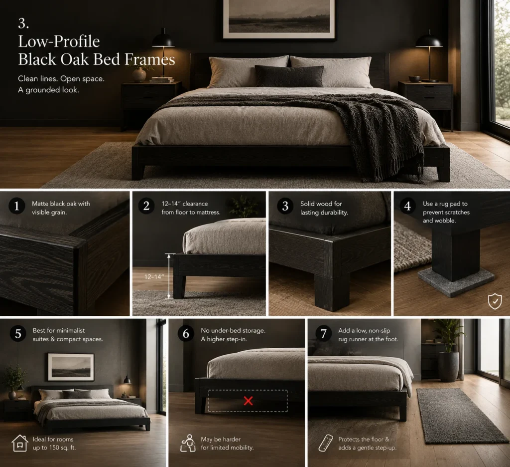 Low-Profile Black Oak Bed Guide