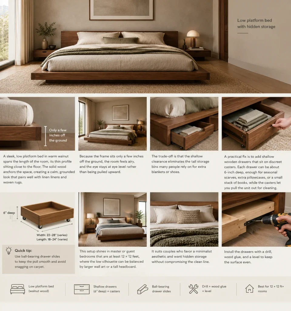 Low Walnut Platform Bed Guide