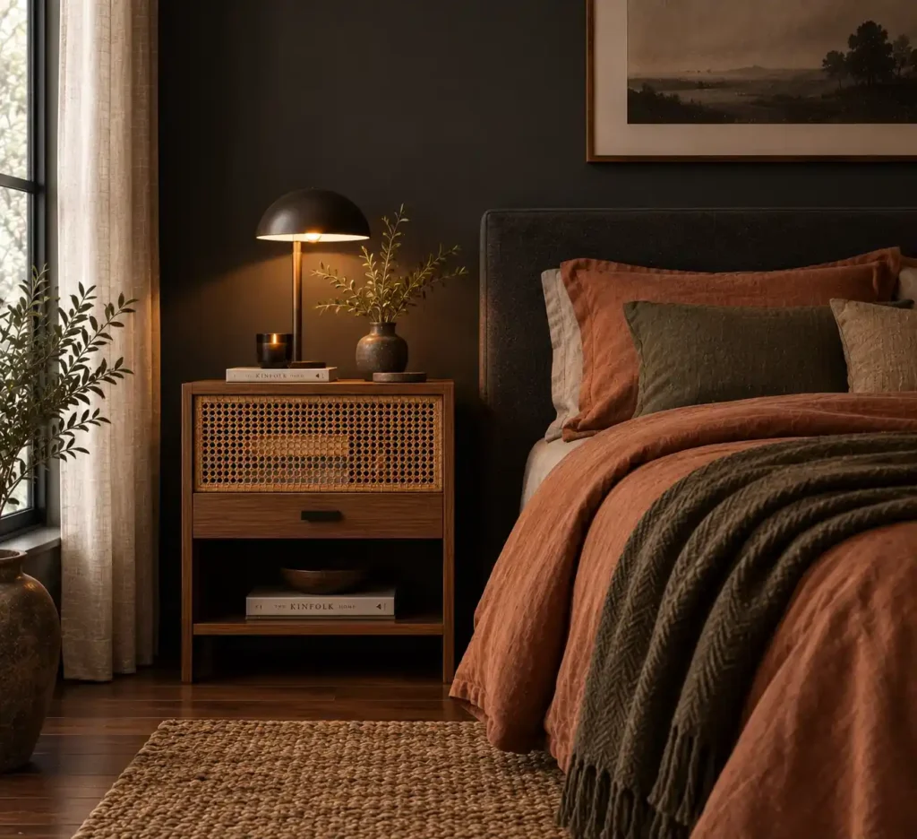 Moody Earth-Toned Bedroom Retreat