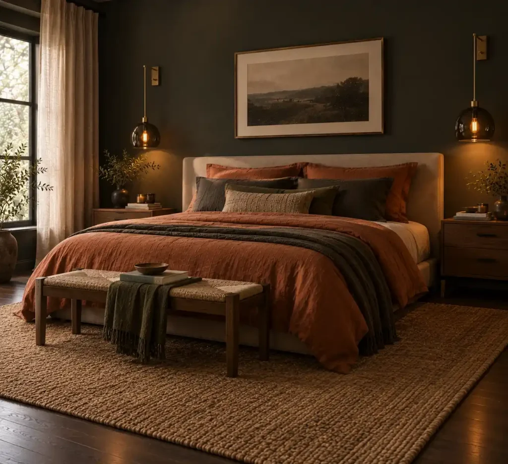 Moody Earth-Toned Bedroom Retreat