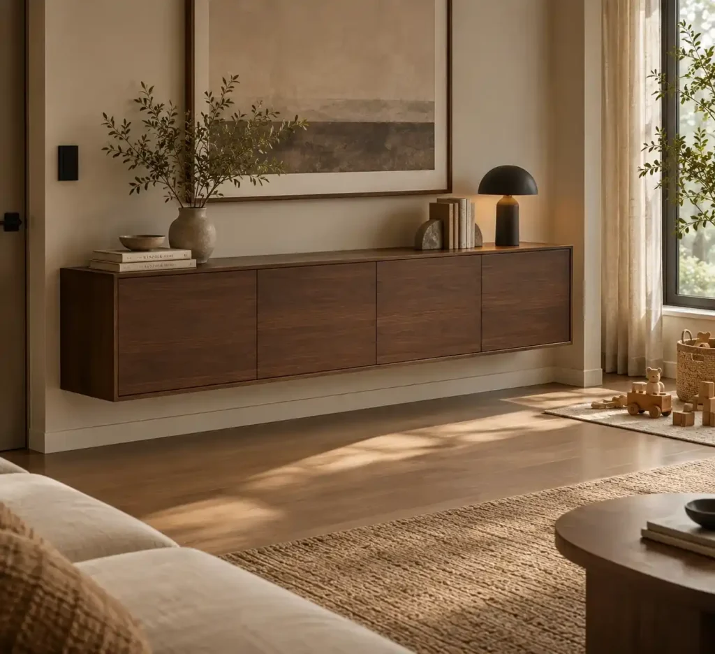 Serene Scandinavian Walnut Living Room
