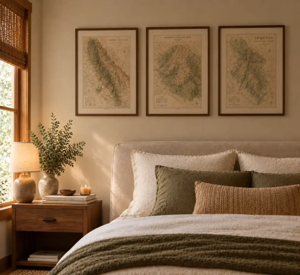 Serene Sierra Nevada Bedroom Vignette Idea