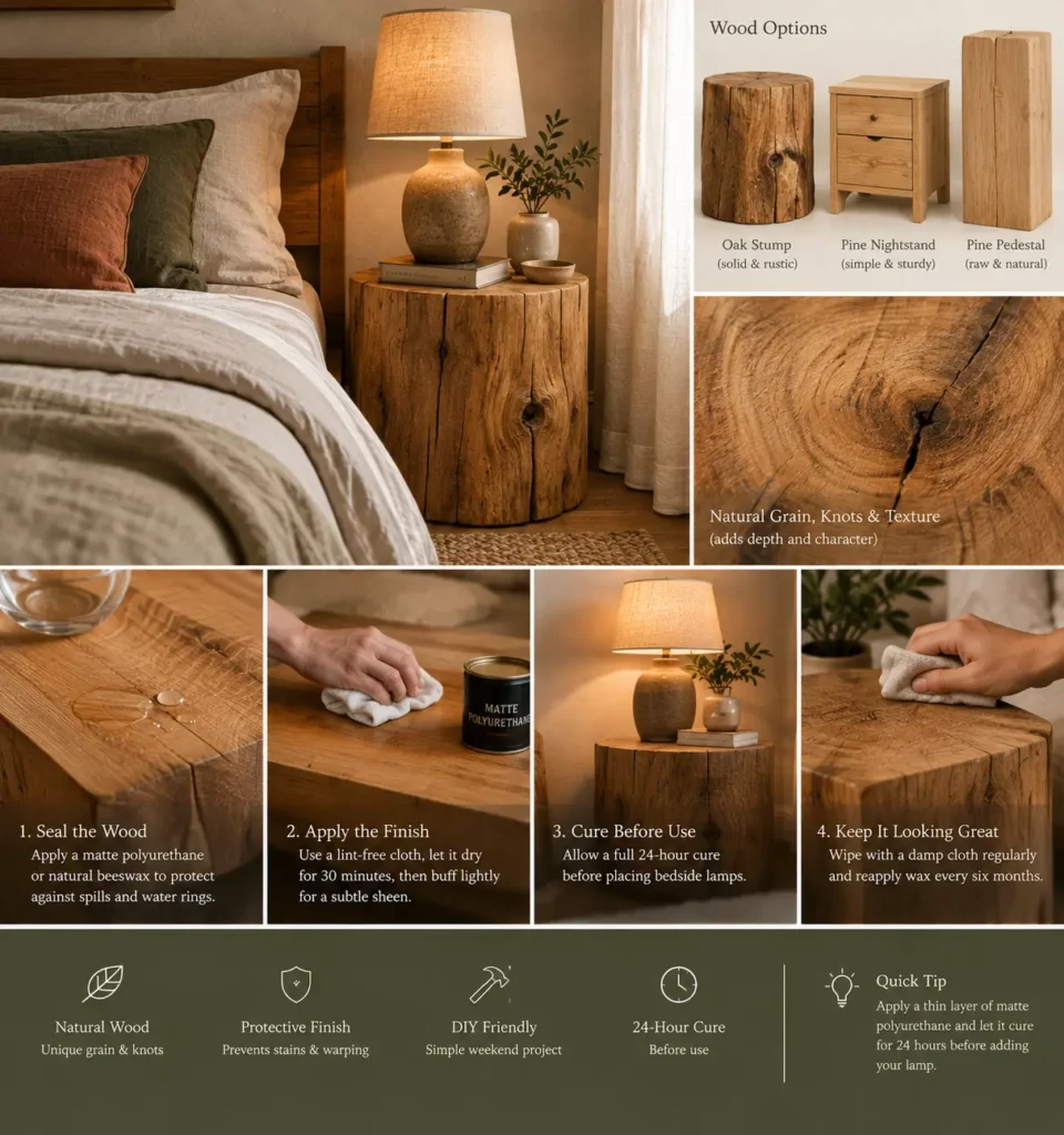 Switch to Solid, Unfinished Wood Bedside Pedestals Idea