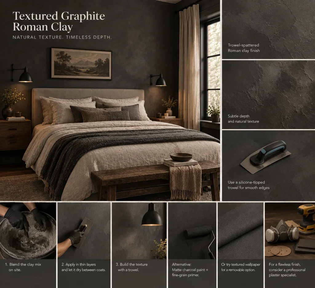 Textured Graphite Roman Clay Bedroom Guide