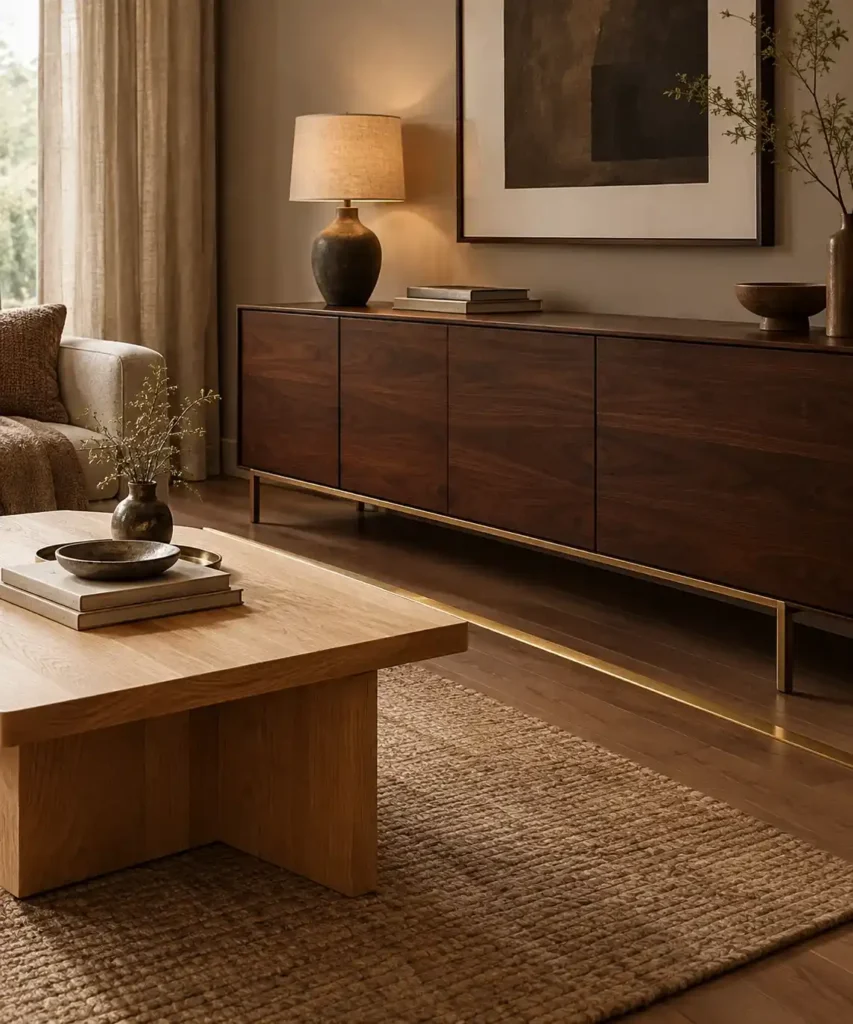 Warm Wood Tones Living Room