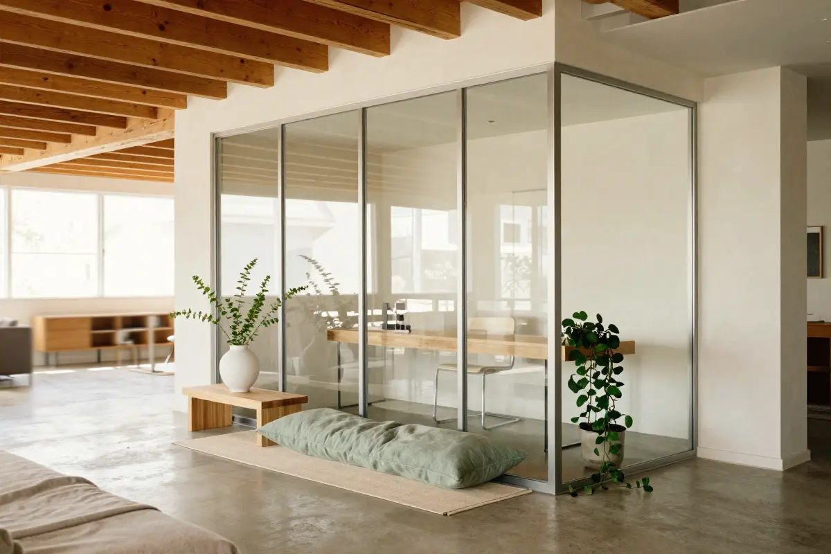 1. Floor-to-Ceiling Steel and Glass Room Dividers