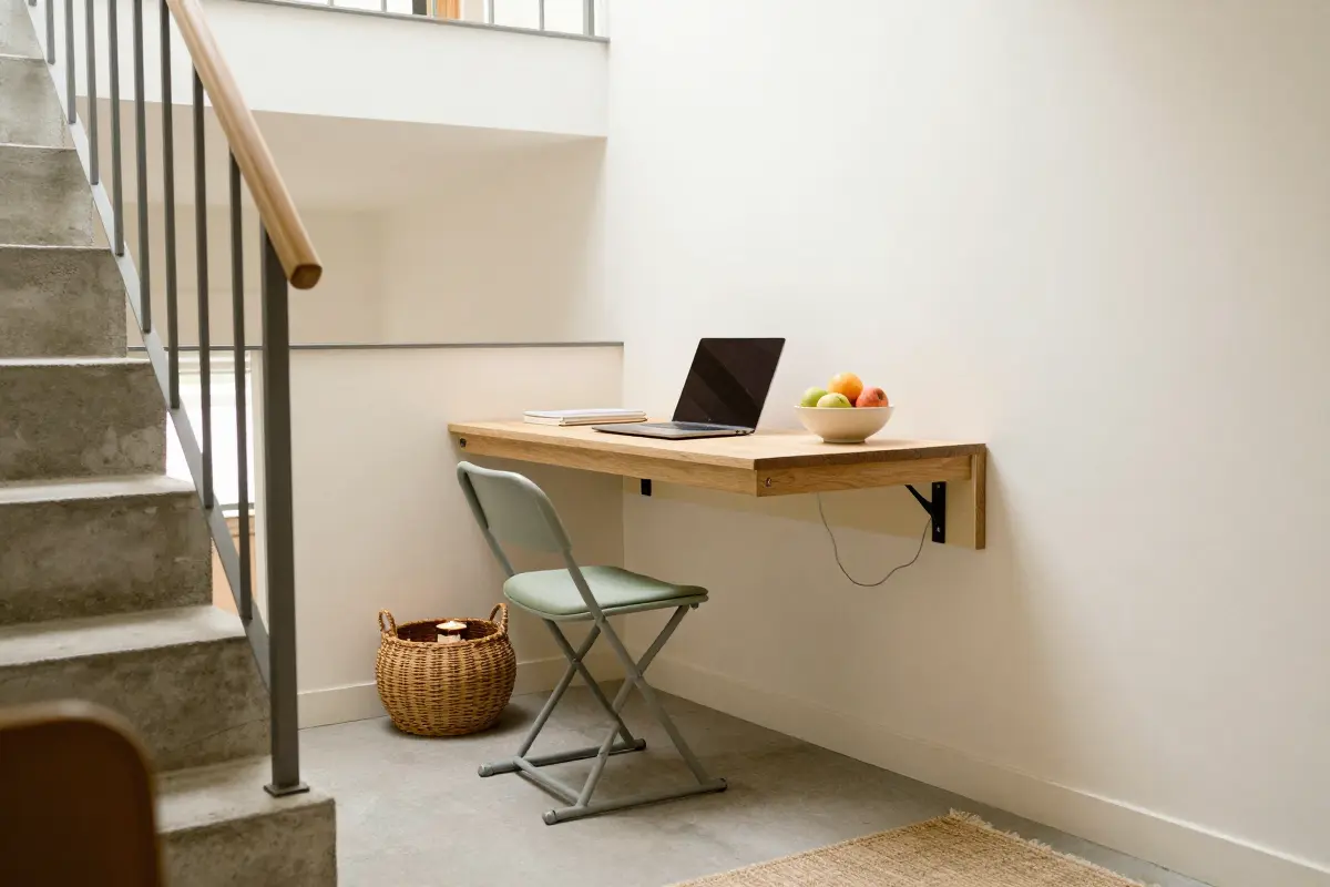 10. Wall-Mounted Drop-Down Desks in Mezzanine Nooks
