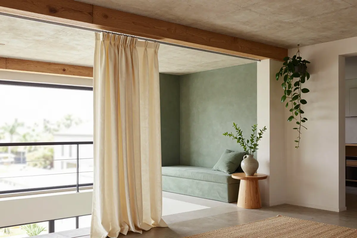11. Ceiling-Track Heavyweight Privacy Drapery