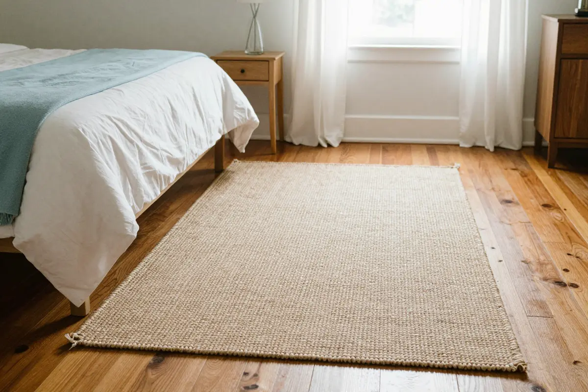 3. Ground the Bed with a Bleached Jute or Sisal Rug