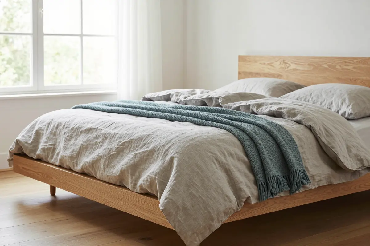 3. Switch to Slubby Linen Bedding in Muddy Neutrals