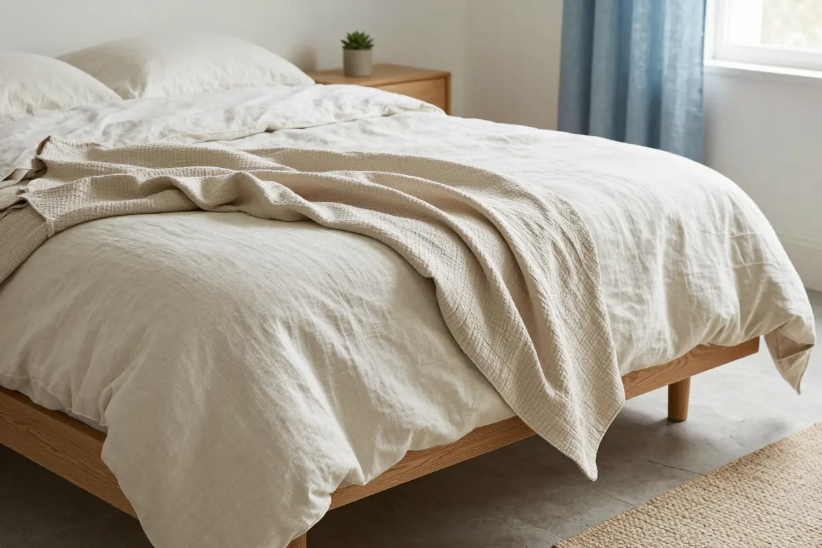 5. Layer Lightweight Cotton Seersucker or Waffle Blankets