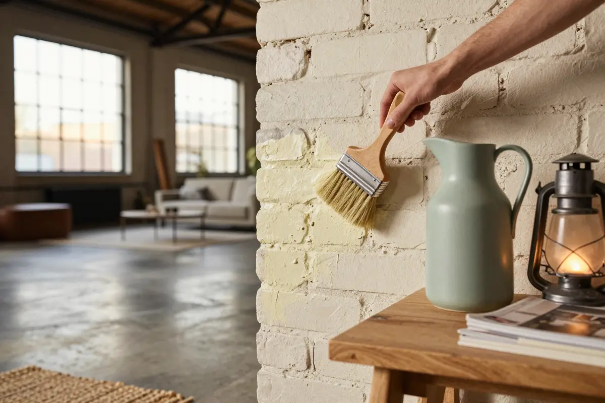 6. Apply Limewash or Mineral Paint to Brick and Drywall