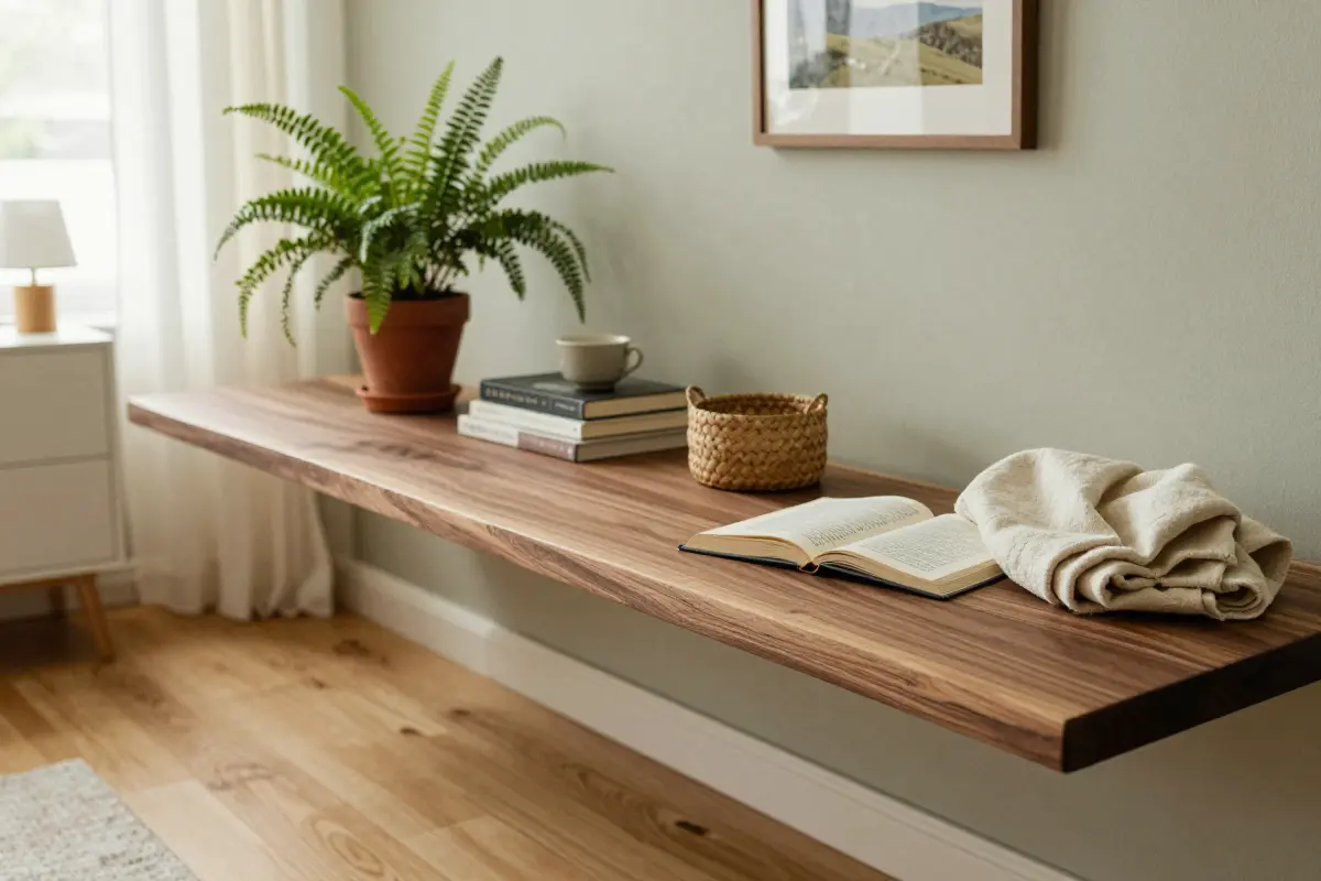 6. Live-Edge Wood Floating Ledges