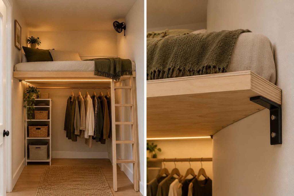 Cozy Closet Loft with Warm Wood Details