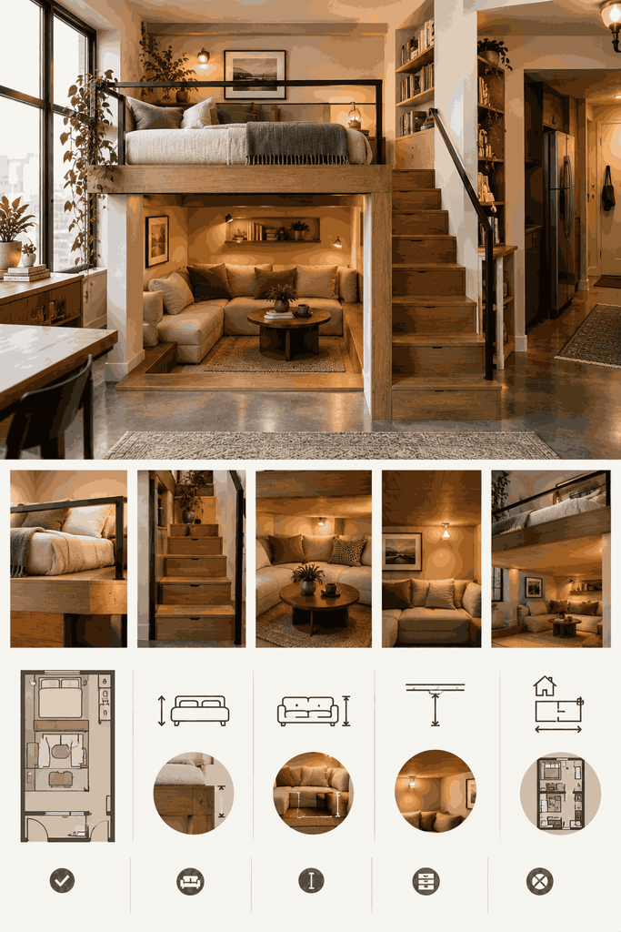Lofted Bed and Sunken Lounge Infographic