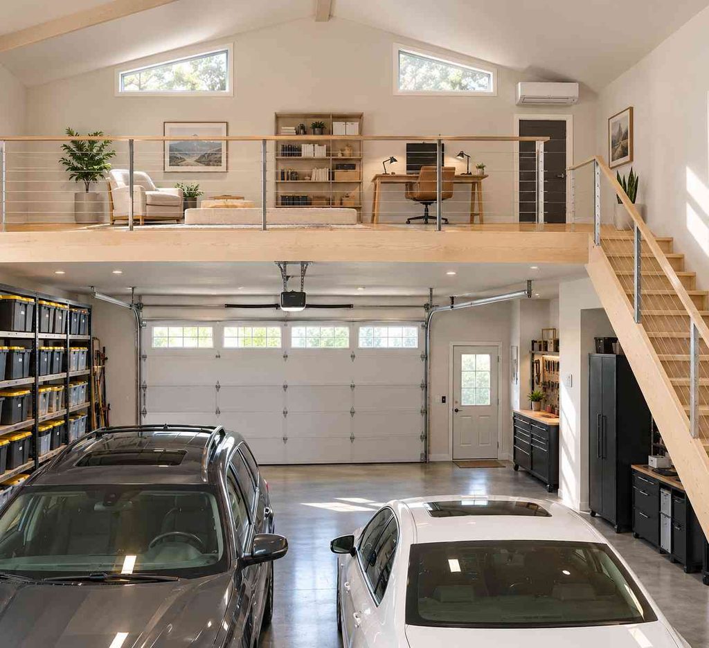 Scandinavian Garage Loft Workspace
