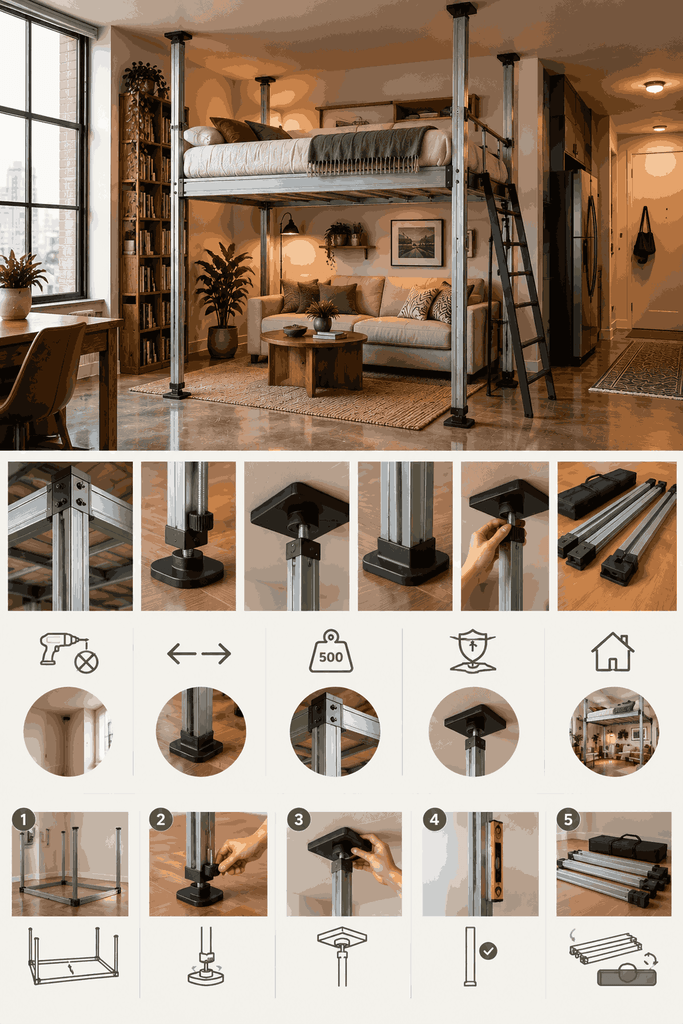 Scandinavian Loft Bed Assembly Infographic