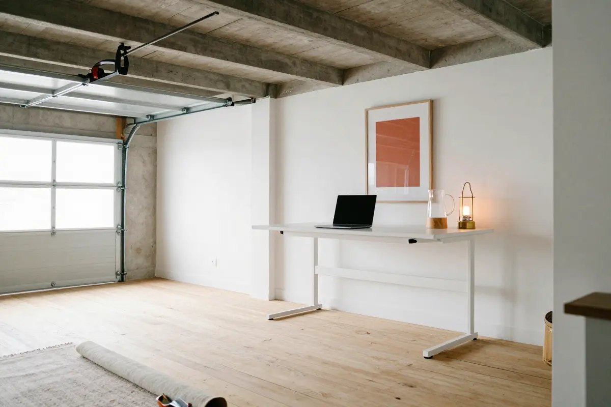 Semi-Finished Home Office Loft with Fold-Down Workstation